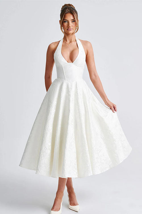 Beautiful halterneck maxi dress for women, an elegant evening gown for homecoming.