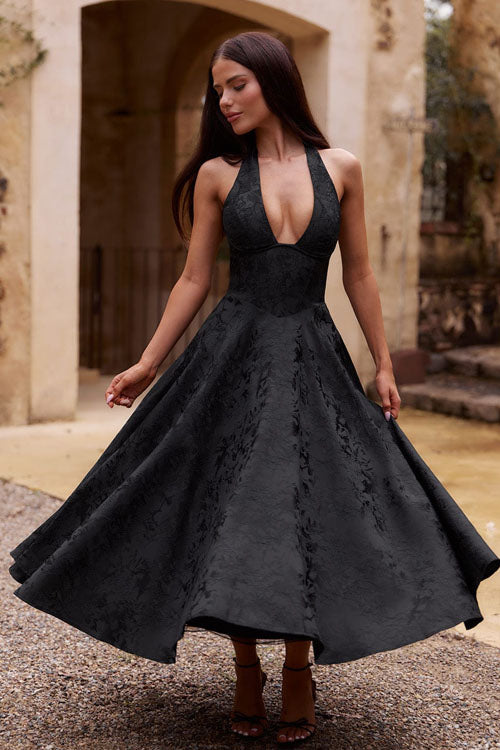 Beautiful halterneck maxi gown, a special occasion evening dress for formal events.