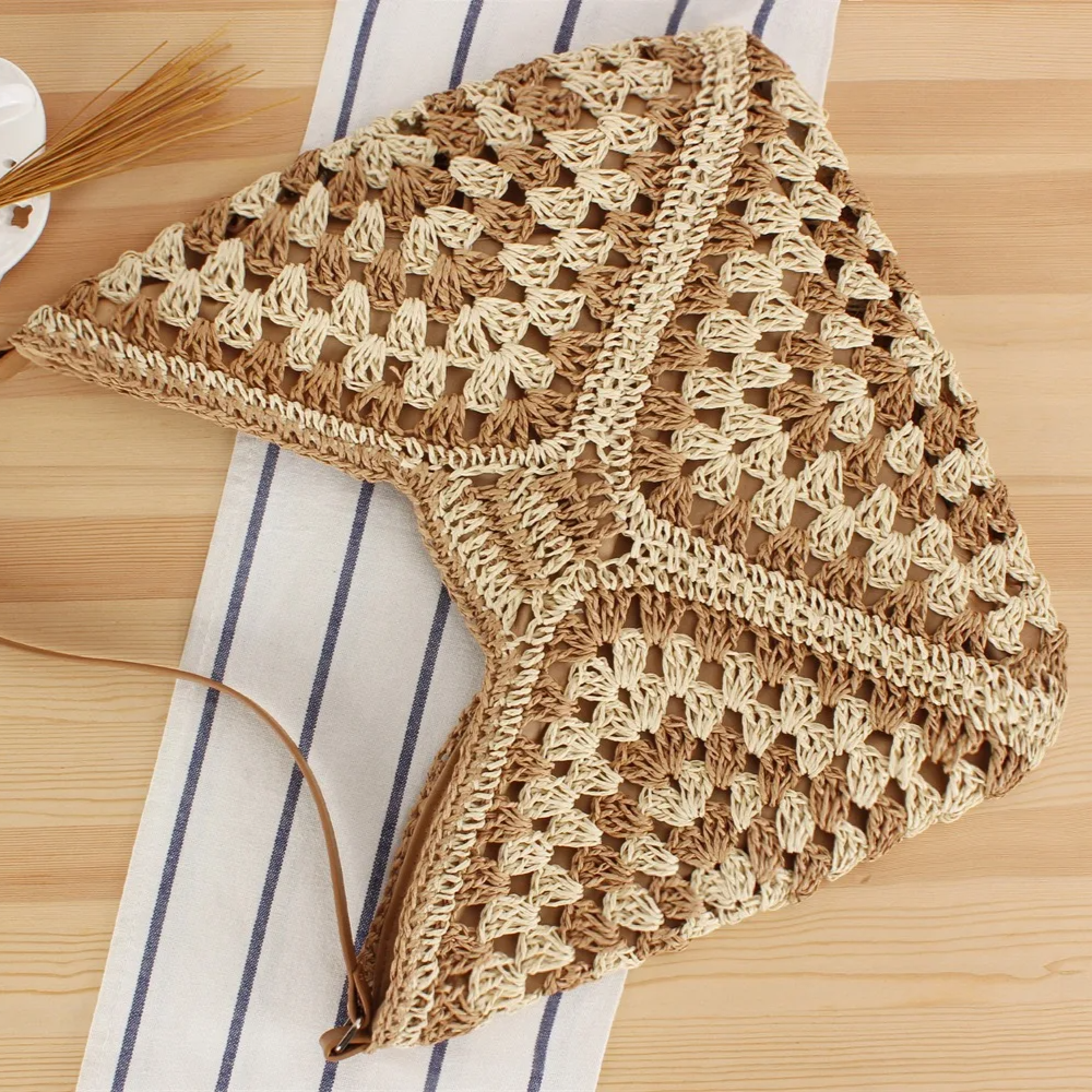 Boho style women's crochet tote, perfect summer accessory, handcrafted & packable.