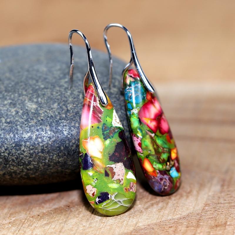 Stylish women's jasper drop earrings. Handcrafted spiritual jewelry with natural, calming gemstones.