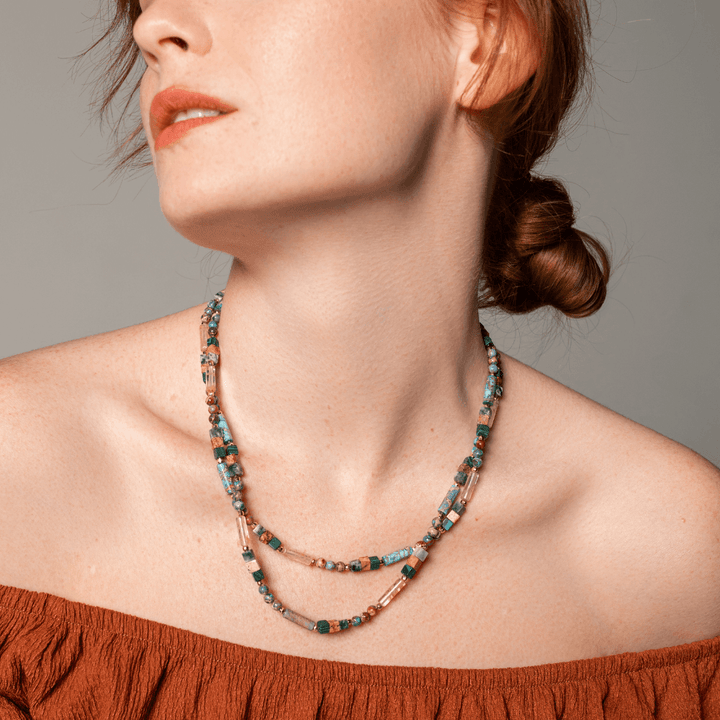 Stylish women's gemstone choker, a delicate handmade necklace promoting balance.