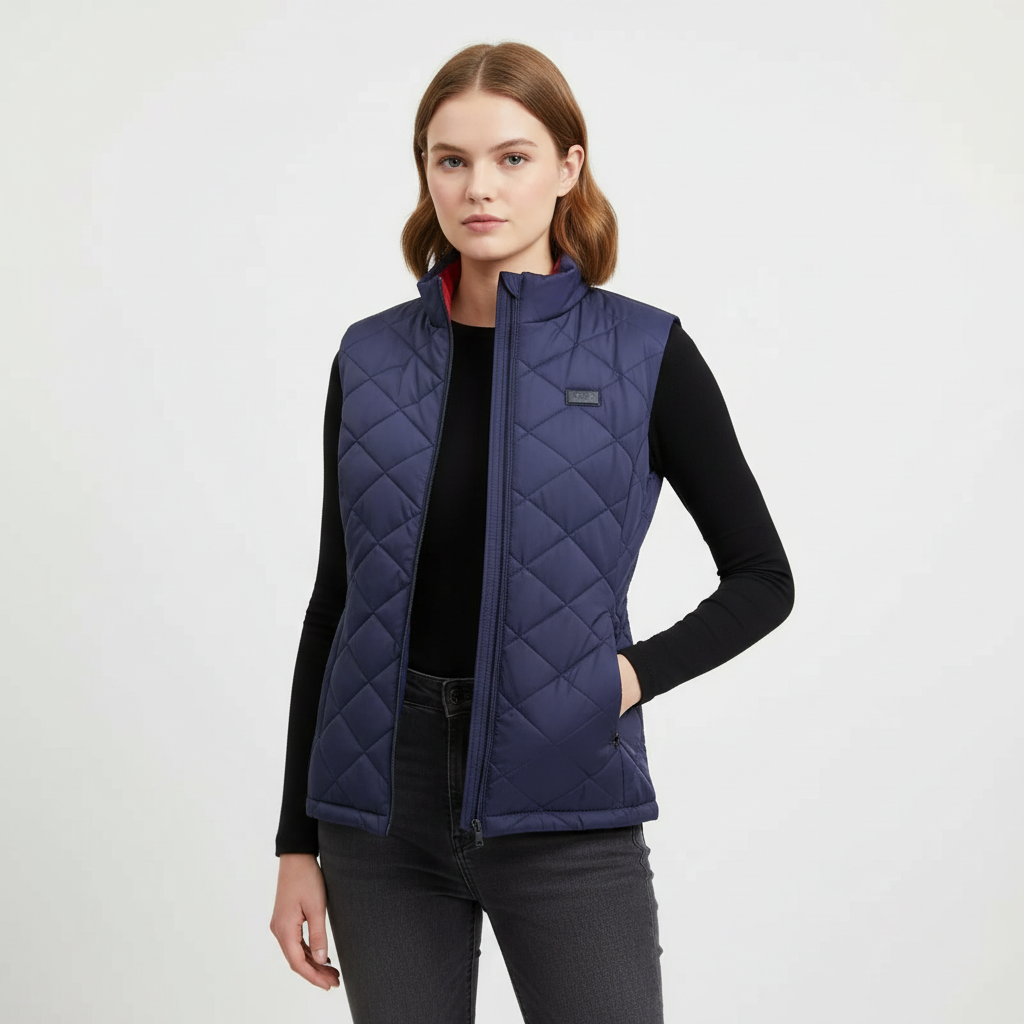 Amber electric thermal vest for women, nine heating zones, ideal winter outerwear