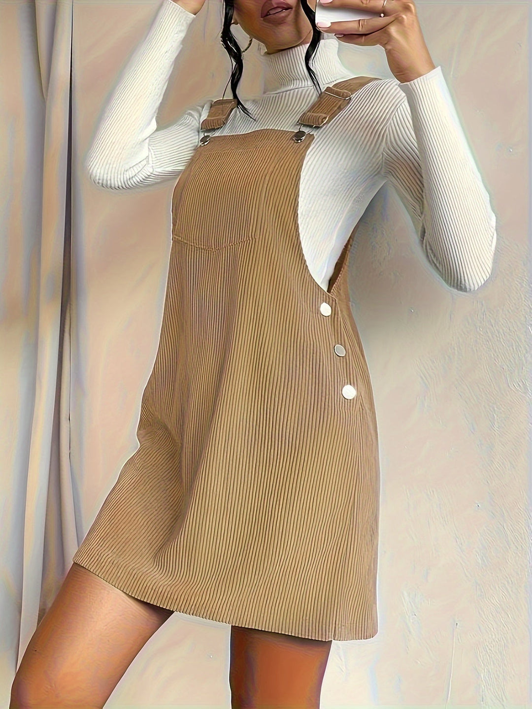 Deep red women's layering dress, versatile for autumn & winter fashion, comfortable relaxed fit.