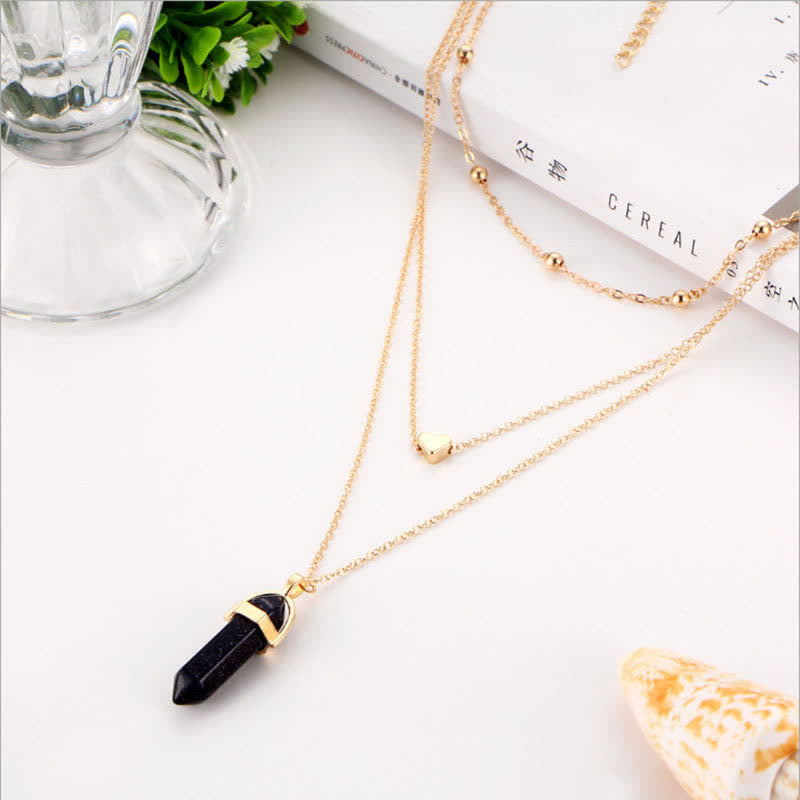 Women's Hexagon Gemstone Crystal Necklace - Aurora. Elegant spiritual pendant jewelry.