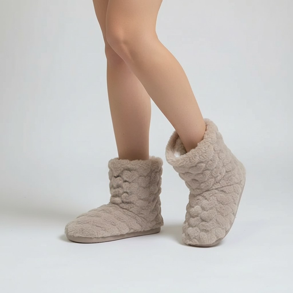 Soft velvet women's high-cut slippers, ideal warm winter footwear for home