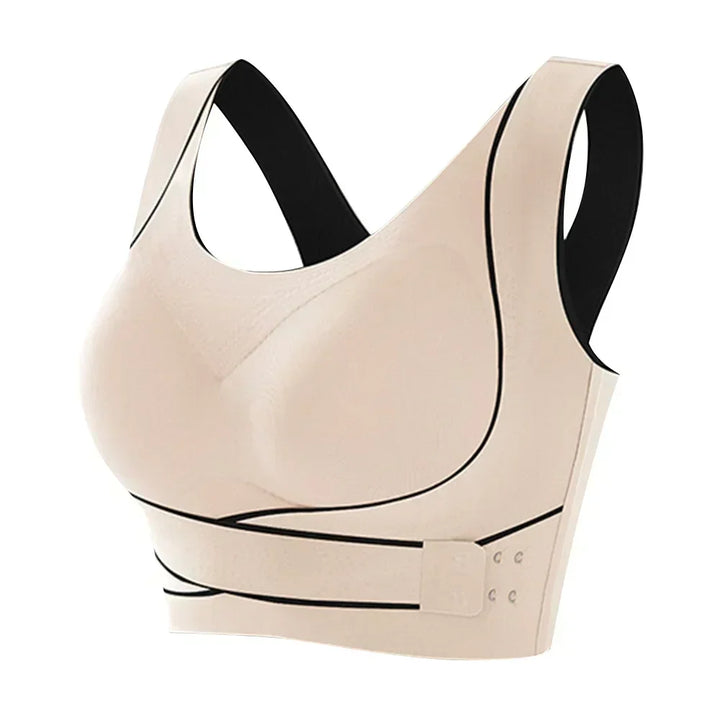 Adjustable front-closure sports bra for women, high-impact support during training and fitness activities.