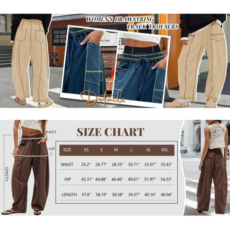 Woman relaxing in high-rise barrel sweatpants, perfect for ultimate comfort & casual lounge wear at home.