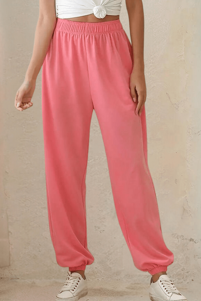 Versatile women's joggers, high-rise, elastic waist. A must-have for comfort & style.
