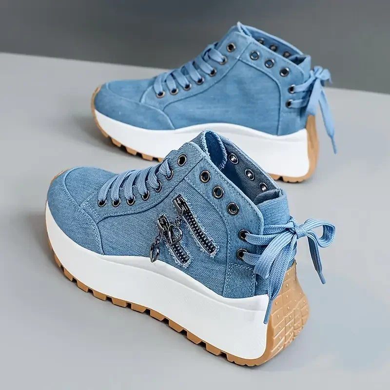 Platform high-top sneakers for women, trendy and comfortable, boosting urban fashion.