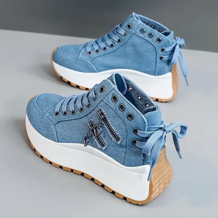 Platform high-top sneakers for women, trendy and comfortable, boosting urban fashion.