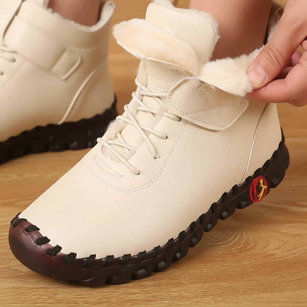 Elegant vegan leather women's high top boots, ideal autumn winter footwear, non-slip design