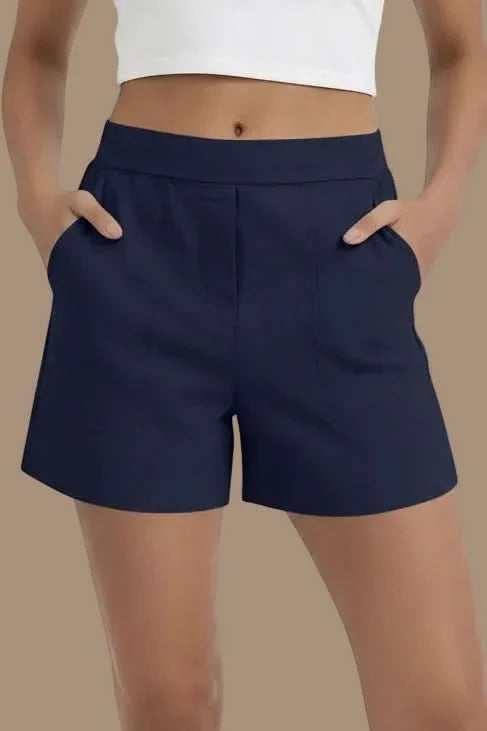 Comfortable high waist women's workout shorts, ideal for running, gym, or casual summer outdoor & leisure activities.