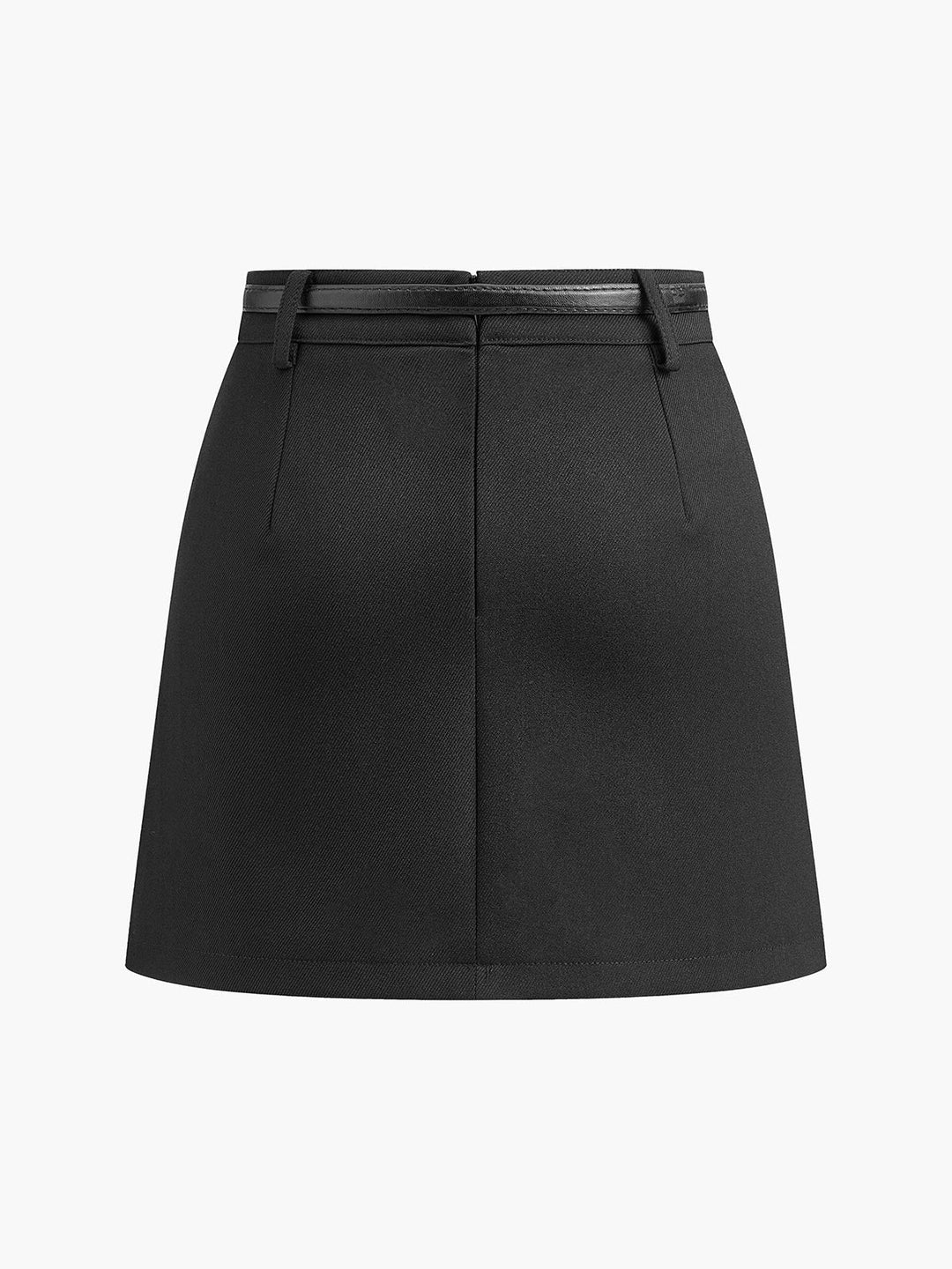 Women's high waist A-line mini skirt, features a chic belt, perfect for versatile styling.