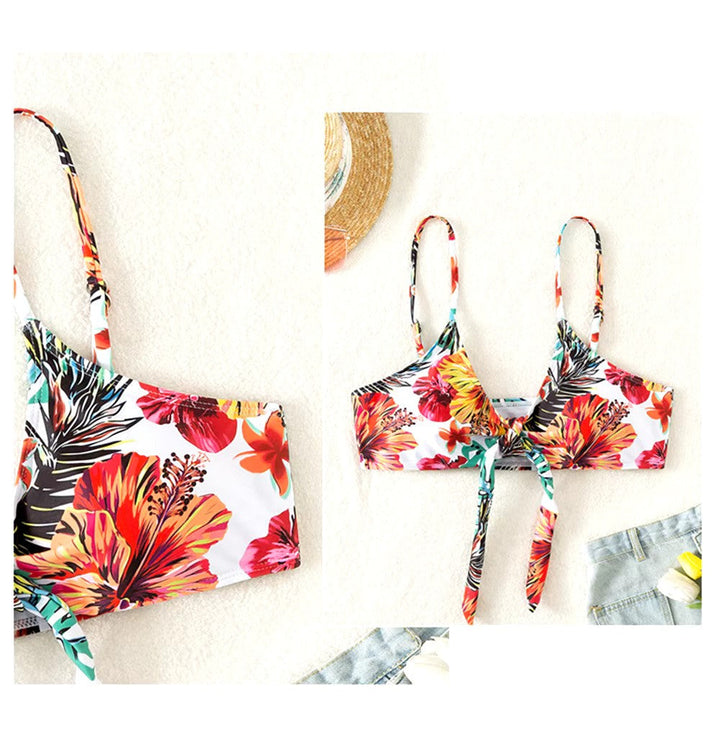 Flattering high waist bikini set for women, shown with stylish, quick-dry matching cover-up.