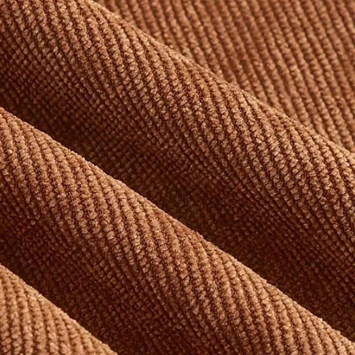 Versatile brown high-waist women's trousers paired with a blouse. Comfortable & stylish for any fashion occasion.