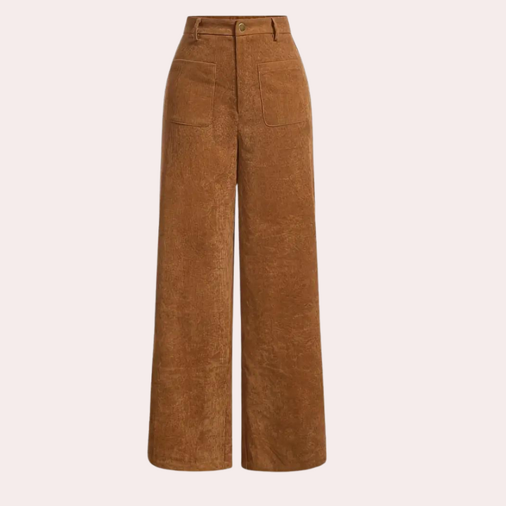 Elegant high-waist brown women's trousers, designed for stylish comfort. Perfect versatile pants for modern fashion.