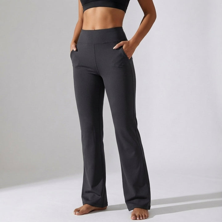 Stylish women's flared joggers, active lounge wear with comfortable high-waist design