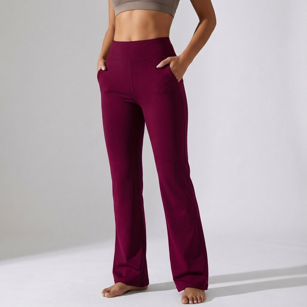 Francesca women's black stretch fabric flared pants, promoting comfort and athletic movement