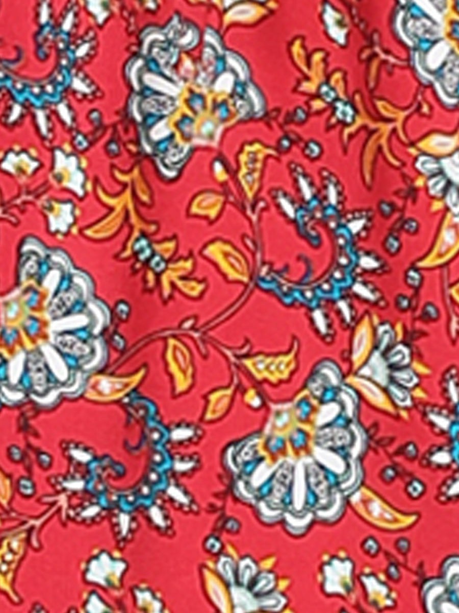 Versatile printed high waist maxi skirt with a flowing side slit for everyday elegance.