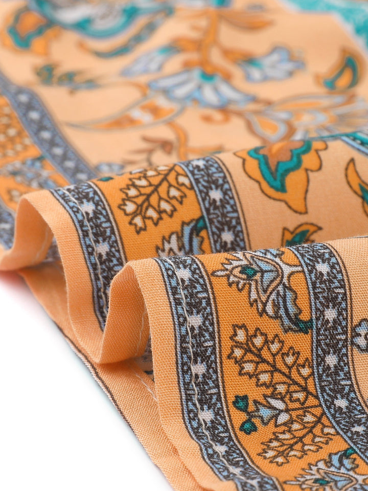 Summer women's printed maxi skirt, high waisted, comfortable flowing slit for breezy days.