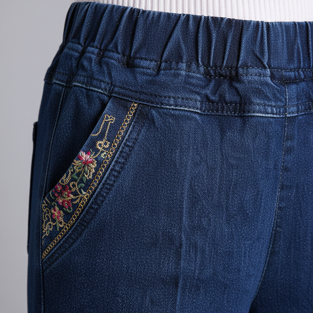 Comfortable women's straight leg jeans with push-up effect, made from quality stretch denim.