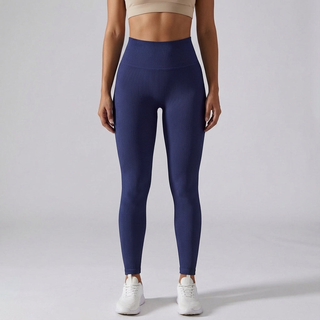 Mallory women's high waist workout leggings, ribbed and stretchy for comfort.