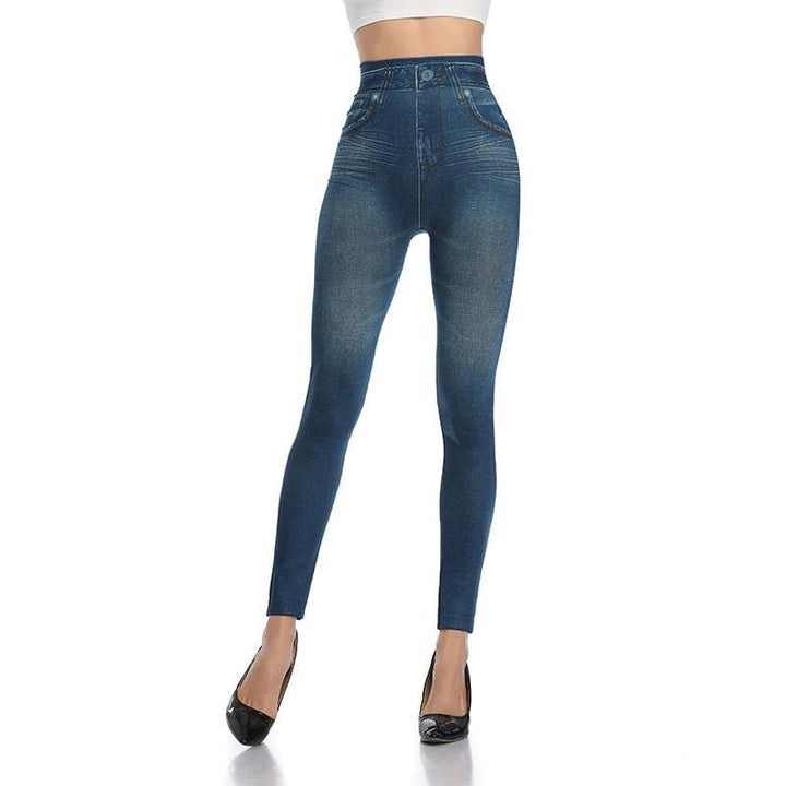 Fashionable high-waist shaping jeans leggings for women, a comfortable and essential wardrobe piece.