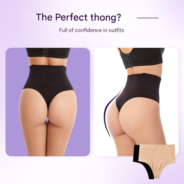 Everyday women's high waist shaping thong. Invisible seamless underwear for smooth tummy and waist control.