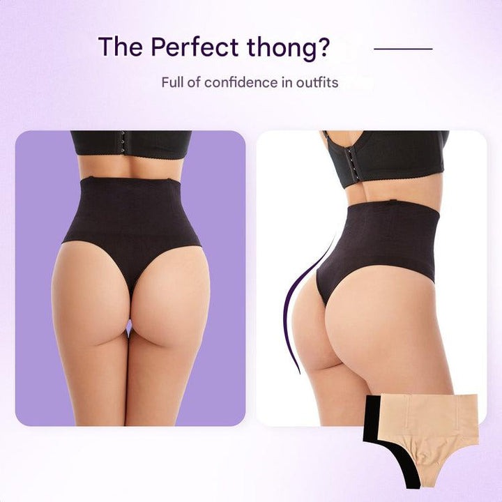 Everyday women's high waist shaping thong. Invisible seamless underwear for smooth tummy and waist control.