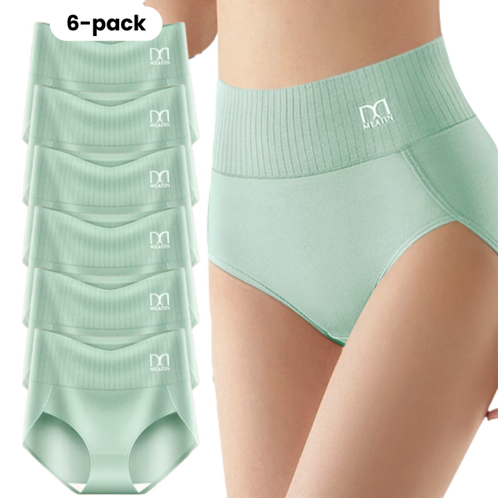 Invisible high-waist shaping underwear 6-pack for women, seamless under any outfit.