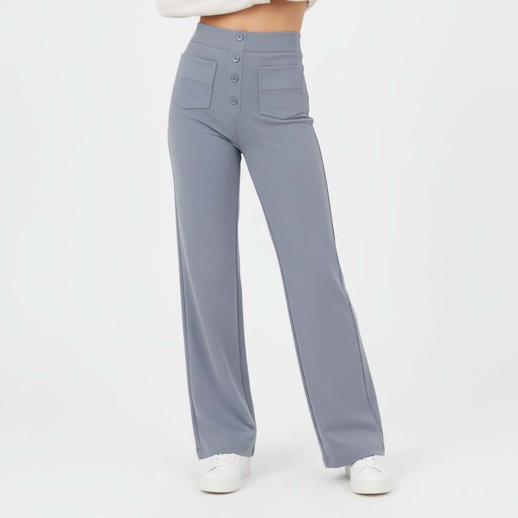 Selina women's high waist trousers, featuring a straight leg and comfortable stretch for everyday elegance.