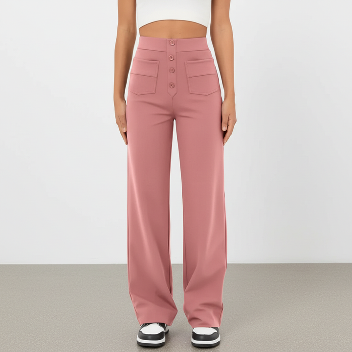 Stylish women's Selina high waist straight leg pants, offering a flattering fit and multipocket convenience.