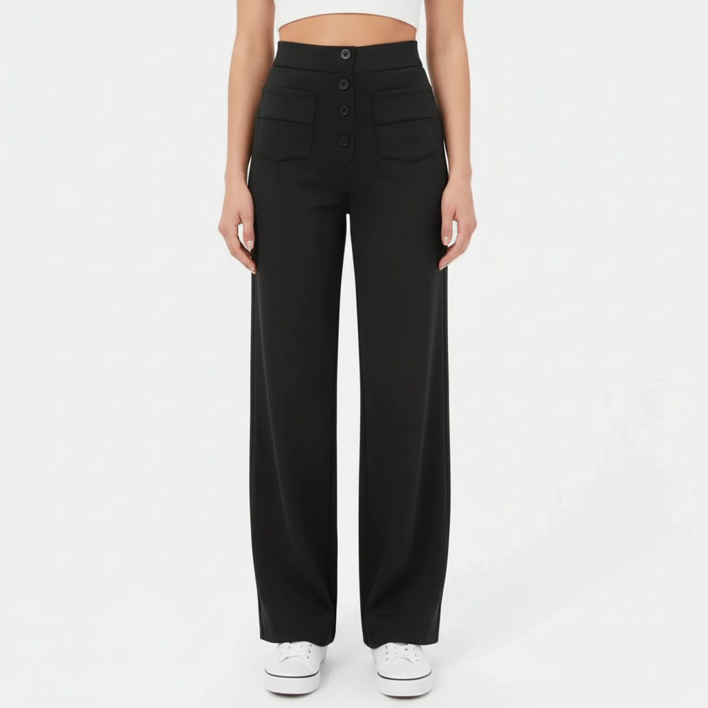 All-season women's high waist straight leg trousers, designed for both comfort and a sophisticated look.