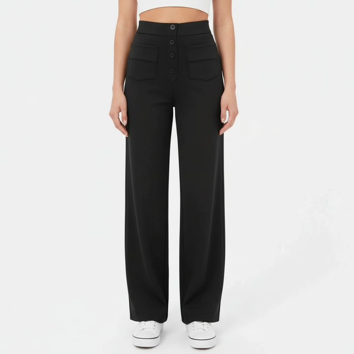 All-season women's high waist straight leg trousers, designed for both comfort and a sophisticated look.