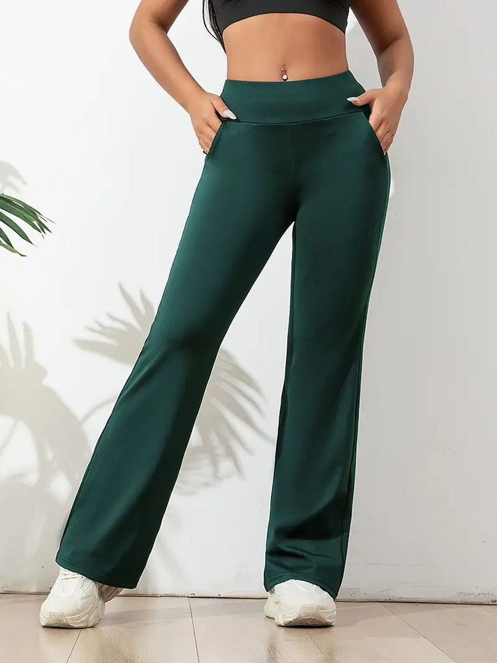 Women's flared active pants, high-waisted with a comfortable stretch fit. Perfect casual or workout wear for women.