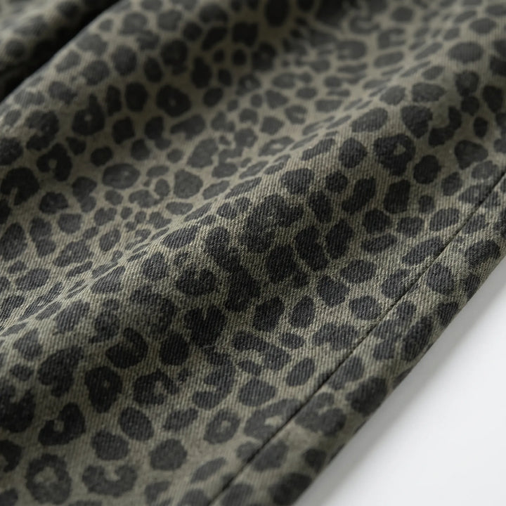 Leopard print wide-leg pants for women, featuring a flattering high-waisted design & loose fit. Trendy animal print.