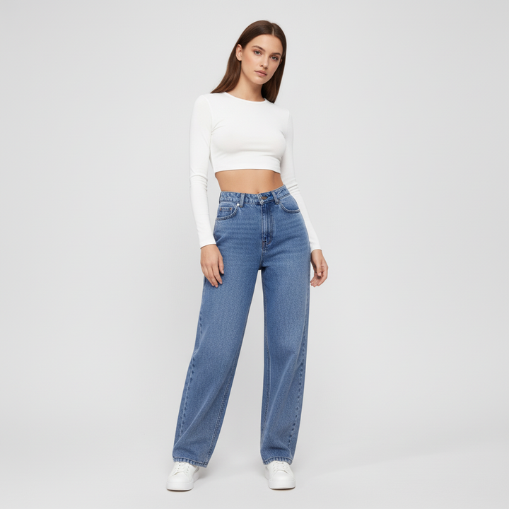 Anna high-waisted wide-leg denim jeans for women, comfortable and fashionable