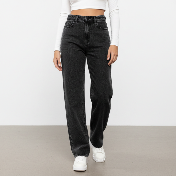 Anna women's high-waisted denim jeans, a versatile and casual wide-leg trouser