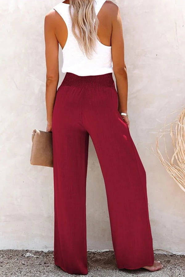 Versatile high-waisted stretch trousers for women, offering a comfortable tailored fit and modern style.