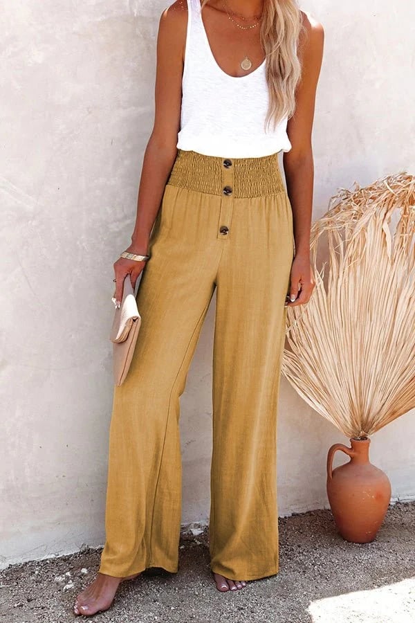 Flattering high-waisted women's pants with comfortable stretch fabric & tailored fit for daily wear.