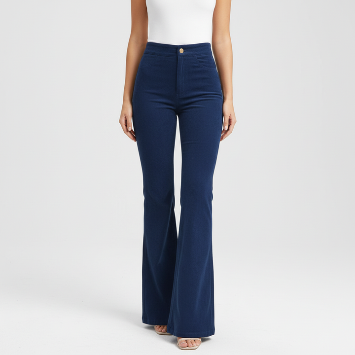 Women's winter corduroy trousers, high-waisted and wide-leg, ideal for cozy and fashionable outfits