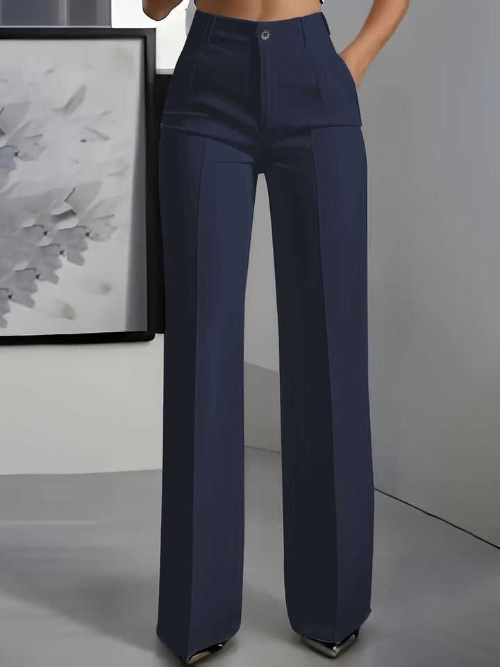 Women's high-waisted wide-leg trousers in a structured fit, perfect for office or casual wear. Comfortable & versatile fashion pants.