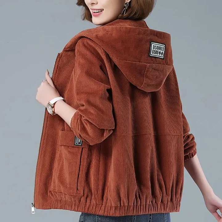 Women's hooded casual jacket, relaxed fit, zip front. Perfect for versatile daily wear.