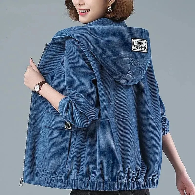 All-season women's hooded casual jacket. Versatile layering piece with zip front for daily wear.