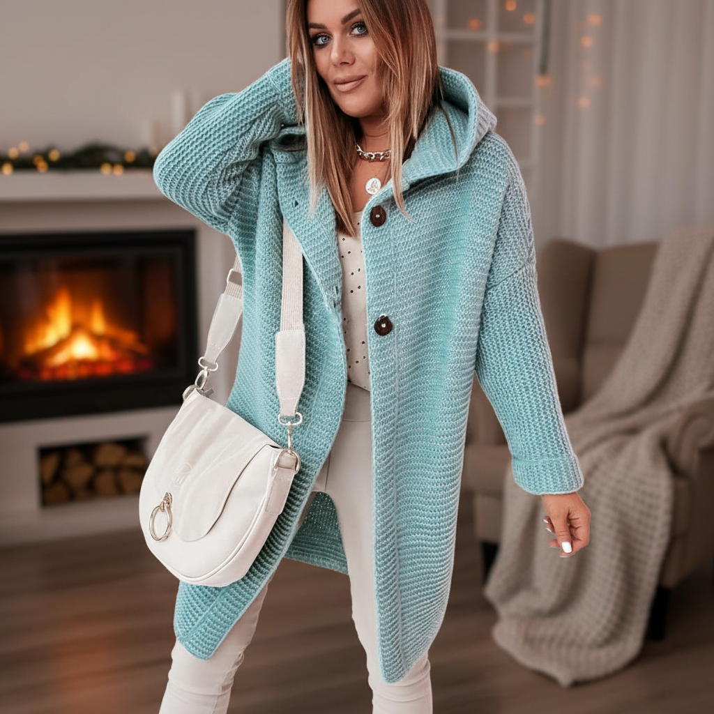 Women's hooded knit waistcoat vest in a neutral color, perfect for casual layering in autumn