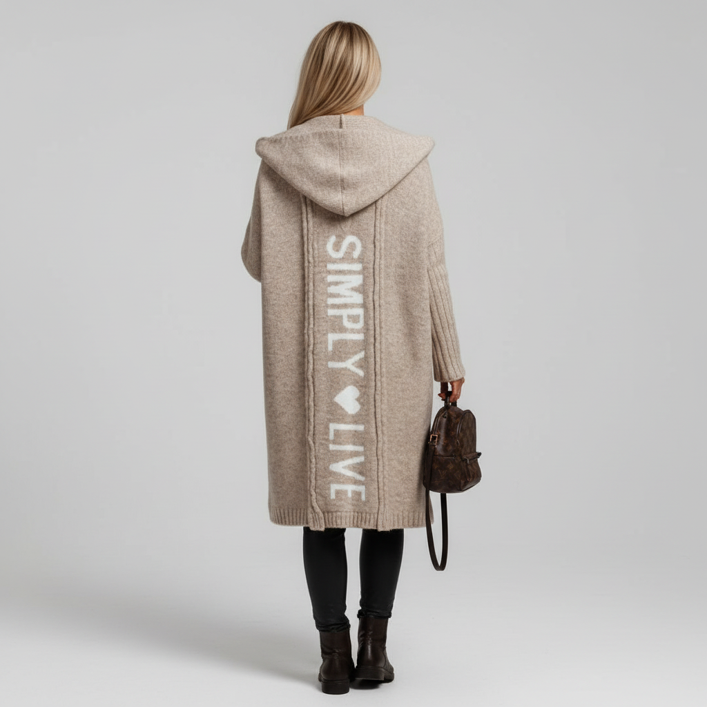 Oversized hooded knit sweater for women, comfortable long cardigan