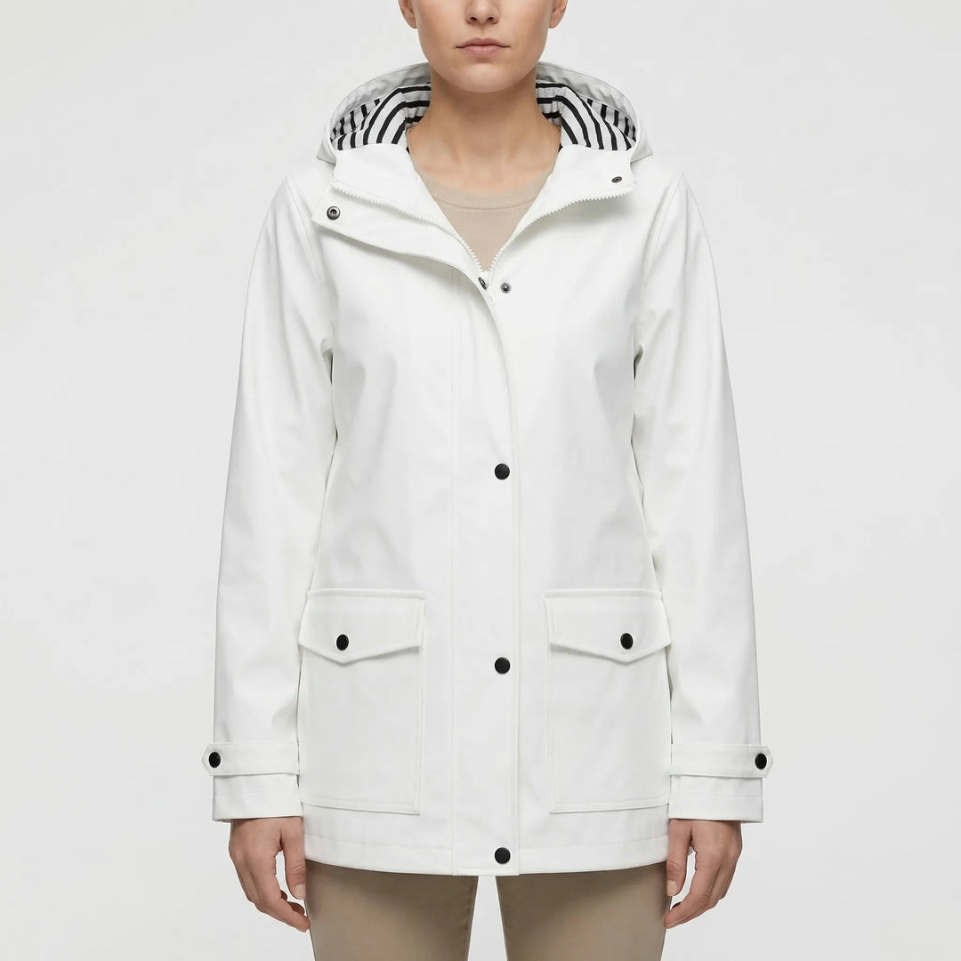 Women's lightweight waterproof hooded jacket. Essential outdoor apparel for rain & wind.