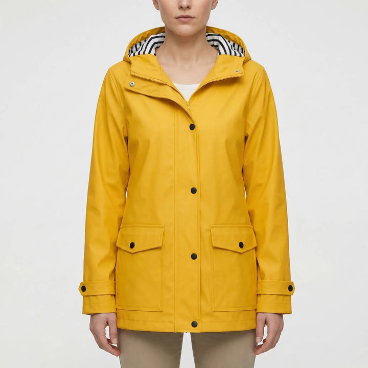 Women's outdoor waterproof jacket, hooded & lightweight. Essential for active women's adventures.