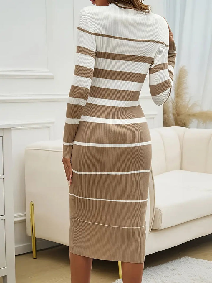 Casual chic: Women's Horizon Stripe bodycon midi dress, comfortable and stylish for everyday wear.