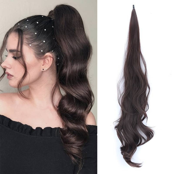 Women's wrap-around ponytail extension, delivering instant hair volume and length for a fuller, dynamic style.